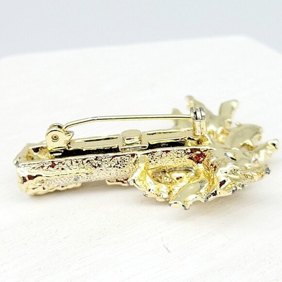 Palm Tree Brooch Gold Tone 1 3/4" Textured Costume Fashion Jewelry Everyday EUC - Picture 4 of 5